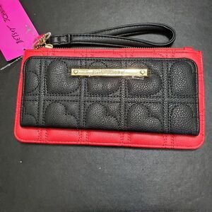Betsey Johnson red and black wristlet
